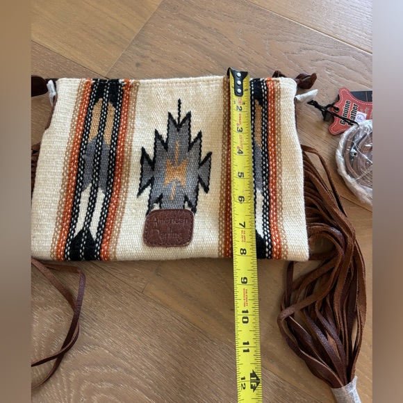 American Darling Bag Churro Wool Leather Tooled Fringe Aztec Boho Crossbody NWT - Picture 6 of 15